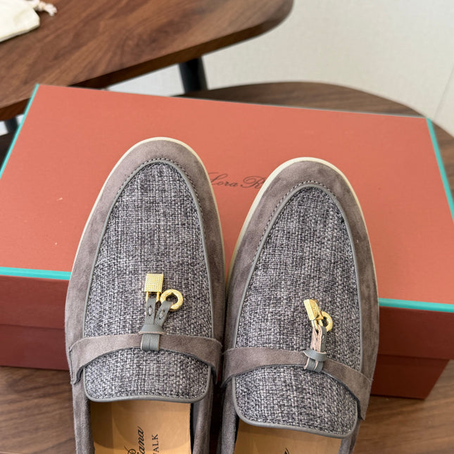 LP 26S LOAFERS IN BROWN SUEDE & FABRIC GOLD HARDWARE