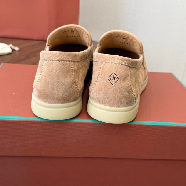 LP 26S LOAFERS IN LIGHT BROWN SUEDE & FABRIC GOLD HARDWARE