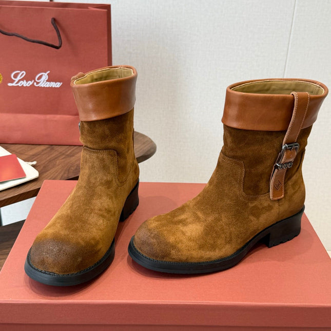 LP 26S BIKER BOOTS IN BROWN SUEDE & CALFSKIN