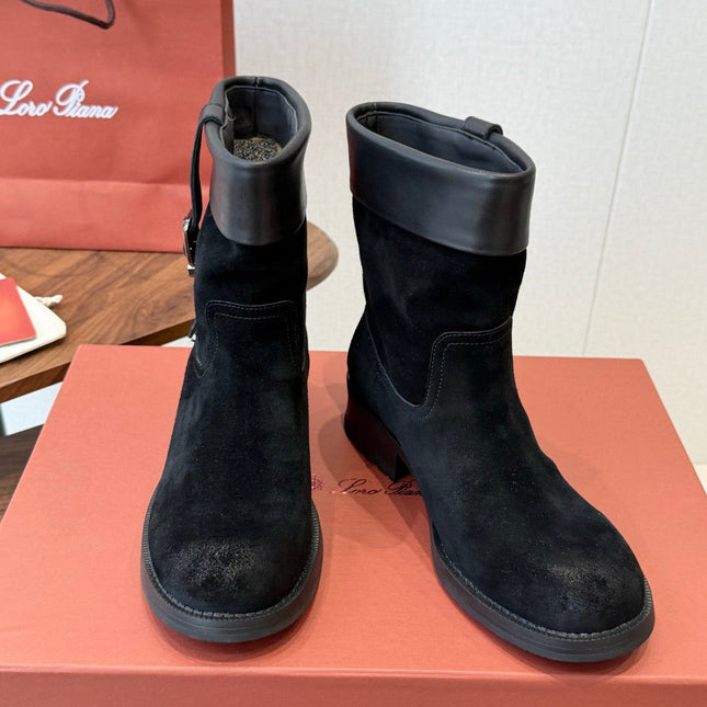 LP 26S BIKER BOOTS IN BLACK SUEDE & CALFSKIN