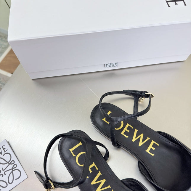 LOEWE 26S SLINGBACK FLAT PUMPS IN BLACK CALFSKIN