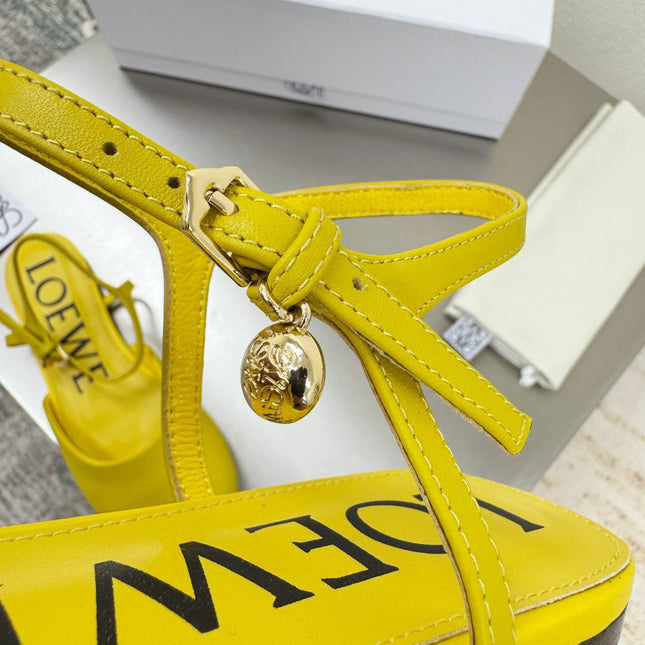 LOEWE 26S SLINGBACK FLAT PUMPS IN YELLOW CALFSKIN