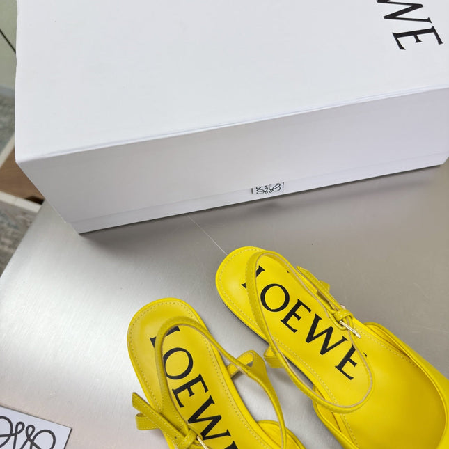 LOEWE 26S SLINGBACK FLAT PUMPS IN YELLOW CALFSKIN