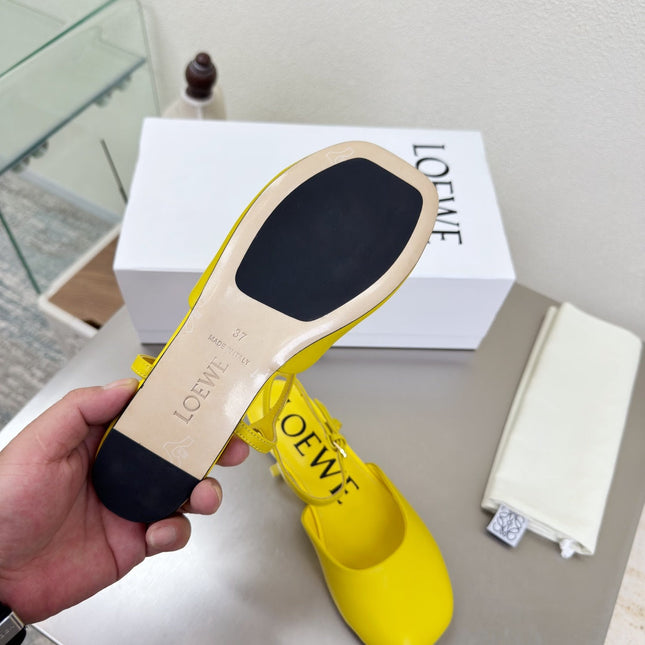 LOEWE 26S SLINGBACK FLAT PUMPS IN YELLOW CALFSKIN