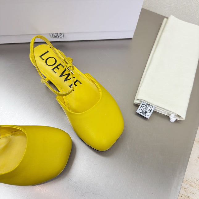 LOEWE 26S SLINGBACK FLAT PUMPS IN YELLOW CALFSKIN