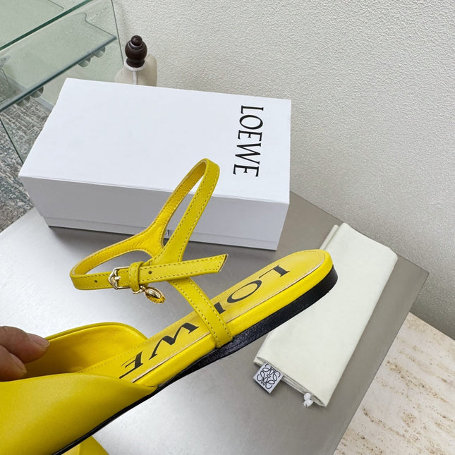 LOEWE 26S SLINGBACK FLAT PUMPS IN YELLOW CALFSKIN
