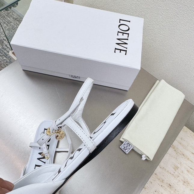 LOEWE 26S SLINGBACK FLAT PUMPS IN WHITE CALFSKIN