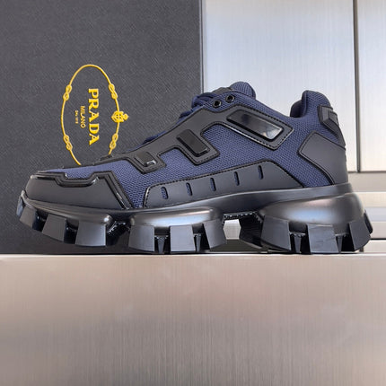 PRADA 26S CLOUDBUST THUNDER SNEAKERS 60MM IN NAVY BLUE MESH FABRIC