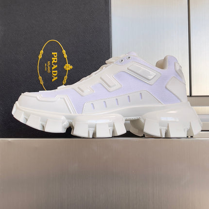 PRADA 26S CLOUDBUST THUNDER SNEAKERS 60MM IN WHITE MESH FABRIC