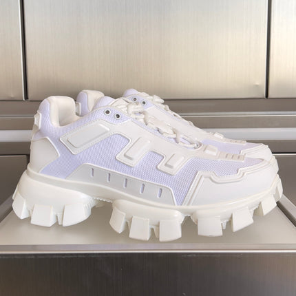 PRADA 26S CLOUDBUST THUNDER SNEAKERS 60MM IN WHITE MESH FABRIC