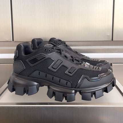 PRADA 26S CLOUDBUST THUNDER SNEAKERS 60MM IN BLACK MESH FABRIC