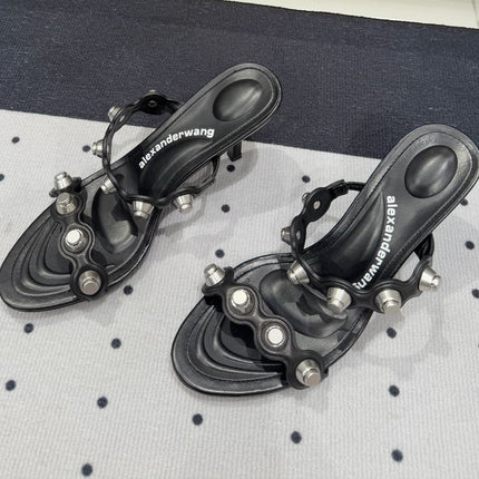 RIOT 80 MM SANDAL IN BLACK LAMBSKIN