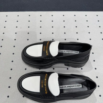 CARTER PLATFORM LOAFER 75MM IN WHITE MIX BLACK COWHIDE