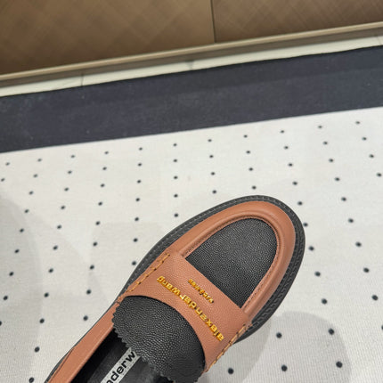 CARTER PLATFORM LOAFER 75MM IN BROWN MIX BLACK COWHIDE