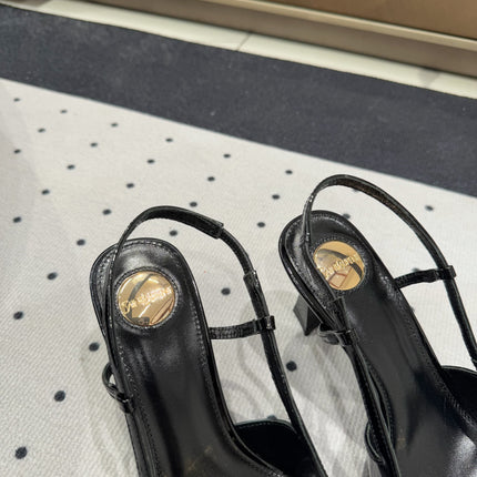 YSL 26S HEELED SLINGBACKS 75 MM IN BLACK GLOSSY CALFSKIN