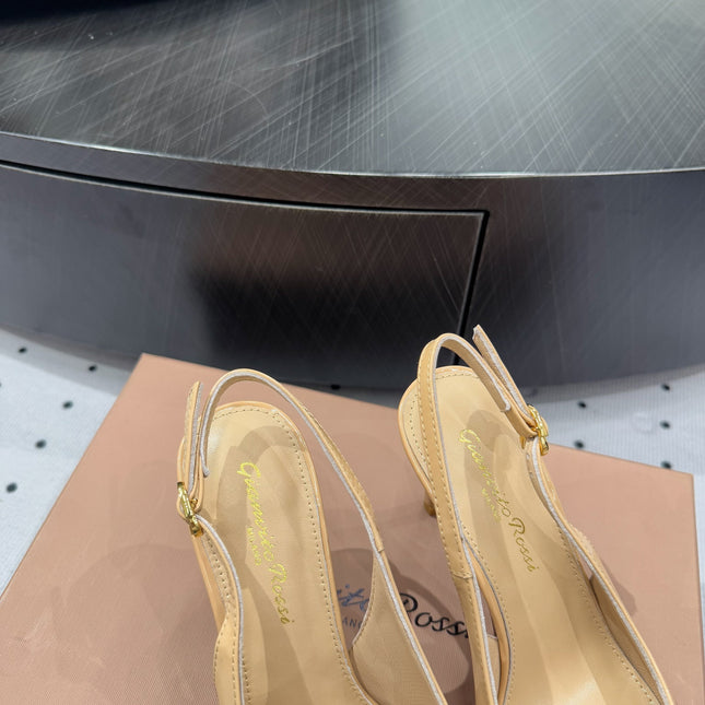GIANVITO ROSSI 26S HIGH-HEEL SLINGBACKS 85 MM IN BEIGE LAMBSKIN