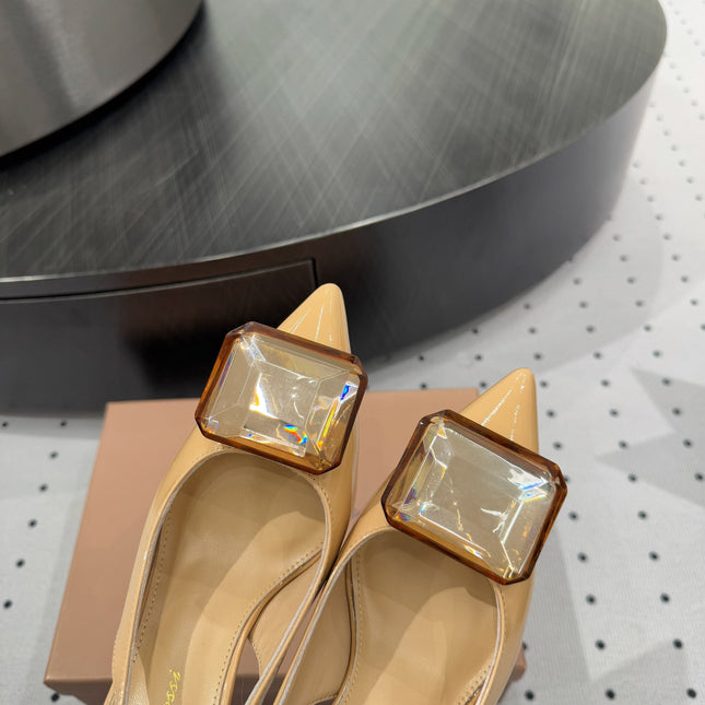 GIANVITO ROSSI 26S HIGH-HEEL SLINGBACKS 85 MM IN BEIGE LAMBSKIN