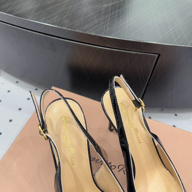 GIANVITO ROSSI 26S HIGH-HEEL SLINGBACKS 85 MM IN BLACK LAMBSKIN
