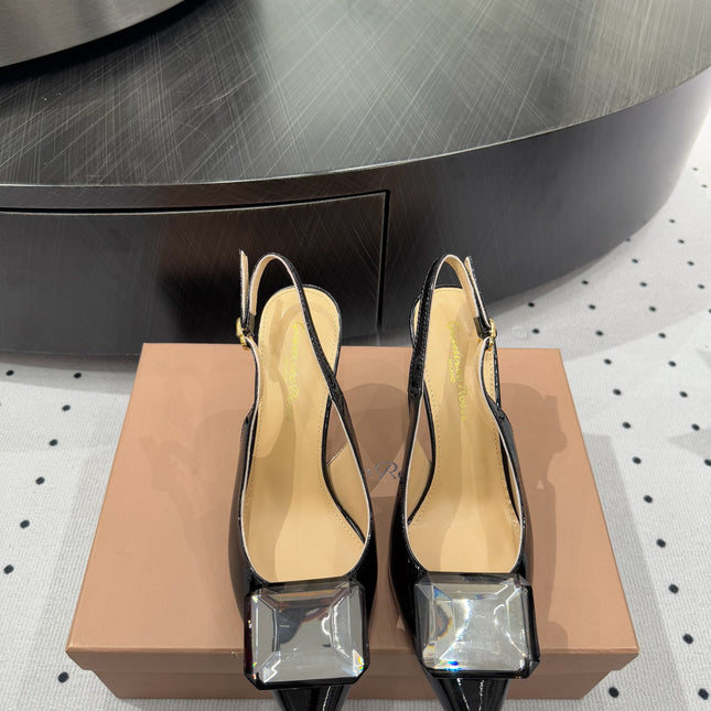 GIANVITO ROSSI 26S HIGH-HEEL SLINGBACKS 85 MM IN BLACK LAMBSKIN
