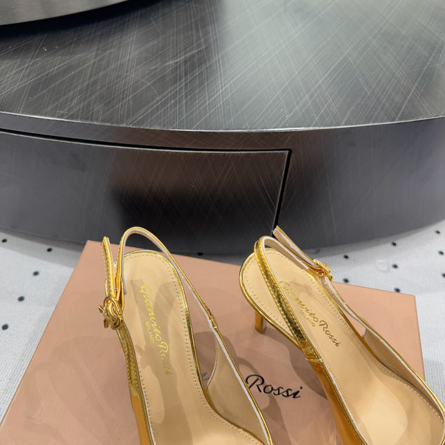 GIANVITO ROSSI 26S HIGH-HEEL SLINGBACKS 85 MM IN GOLD LAMBSKIN