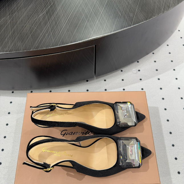 GIANVITO ROSSI 26S HIGH-HEEL SLINGBACKS 85 MM IN BLACK VELVET