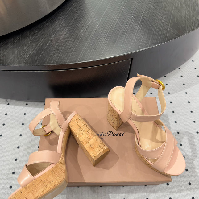 GIANVITO ROSSI 26S CROSS-STRAP SANDALS 115 MM IN NUDE PINK CALFSKIN