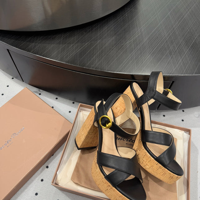 GIANVITO ROSSI 26S CROSS-STRAP SANDALS 115 MM IN BLACK CALFSKIN