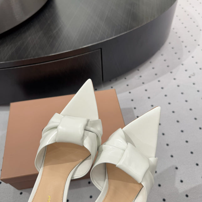 GIANVITO ROSSI 26S KNOTTED STRAP SANDALS 105 MM IN WHITE LAMBSKIN