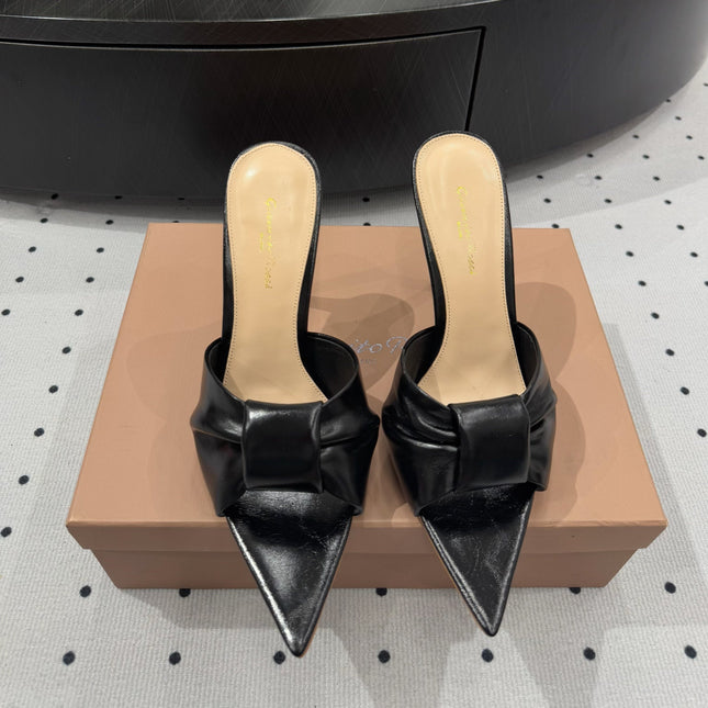 GIANVITO ROSSI 26S KNOTTED STRAP SANDALS 105 MM IN BLACK LAMBSKIN