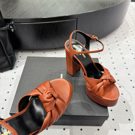 YSL 26S SANDAL HIGH HEELS 120 MM IN ORANGE CALFSKIN