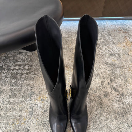 BALMAIN 26S BOOT 95 MM IN BLACK CALFSKIN