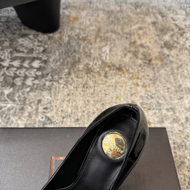 YSL 26S HEELED SHOES 110 MM IN BLACK GLOSSY CALFSKIN