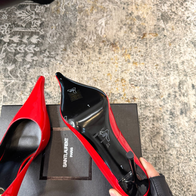 YSL 26S HEELED SHOES 110 MM IN RED GLOSSY CALFSKIN