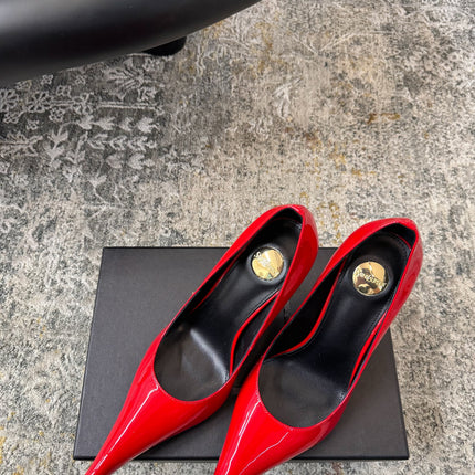 YSL 26S HEELED SHOES 110 MM IN RED GLOSSY CALFSKIN