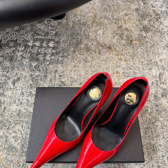 YSL 26S HEELED SHOES 110 MM IN RED GLOSSY CALFSKIN