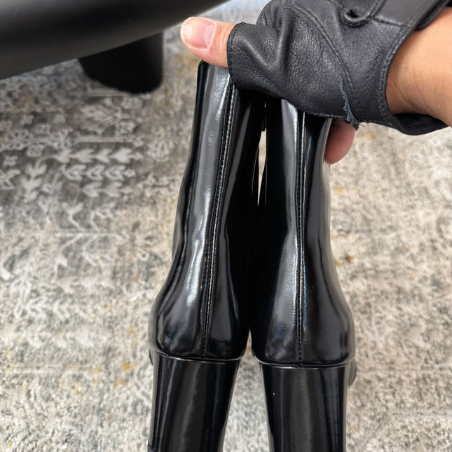 YSL 26S ANKLE BOOTS 70 MM IN BLACK SHINY CALFSKIN