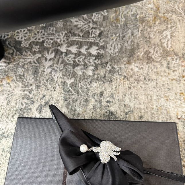 YSL 26S HEELED SLINGBACKS 100 MM IN BLACK SILK