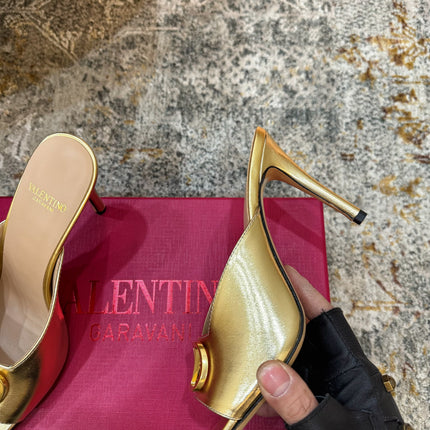 VALENTINO 26S HIGH HEEL SANDALS 105 MM IN METALLIC GOLD CALFSKIN