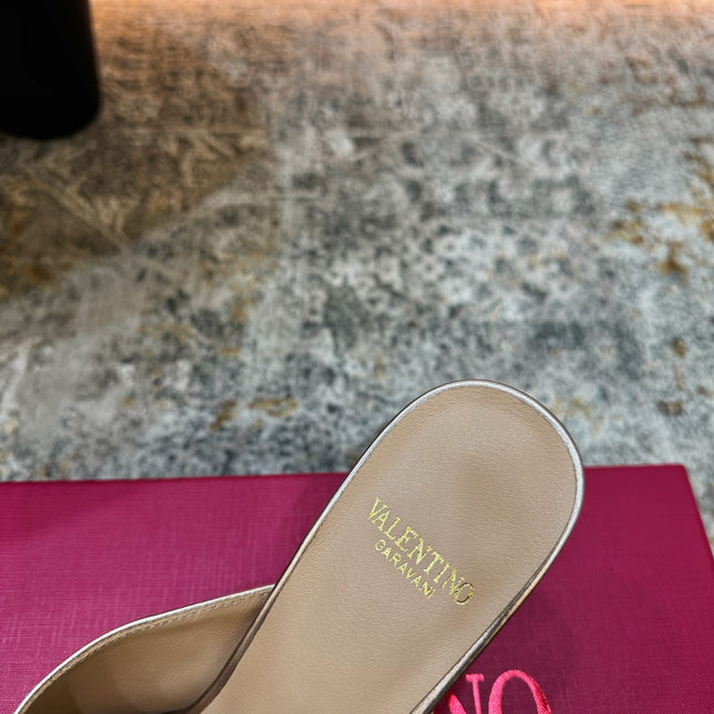 VALENTINO 26S HIGH HEEL SANDALS 105 MM IN METALLIC ROSE GOLD CALFSKIN
