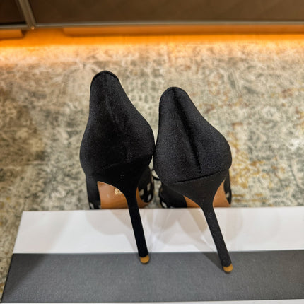 AQUAZZURA 26S BELGRAVIA PUMPS 105 MM IN BLACK VELVET WITH BOW