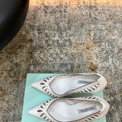 AQUAZZURA 26S HIGH HEELS 110 MM IN WHITE CALFSKIN