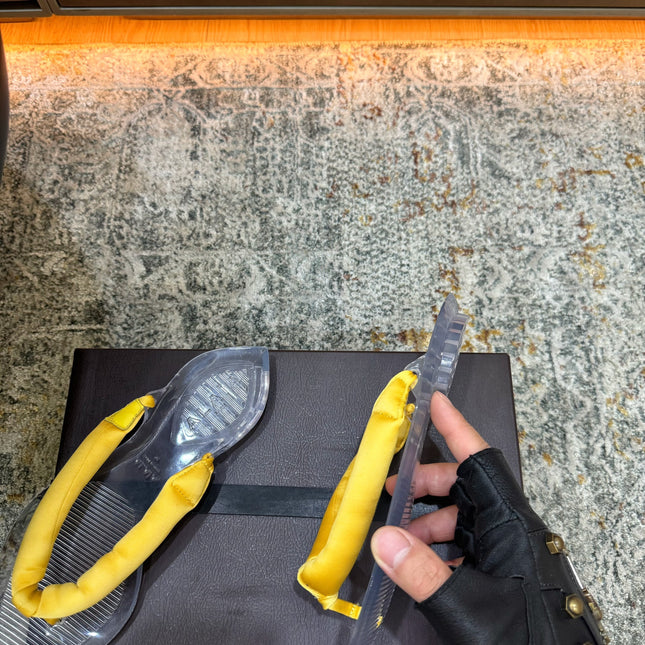 ALAIA 26S THONG SANDALS IN YELLOW SATIN AND TRANSPARENT PVC