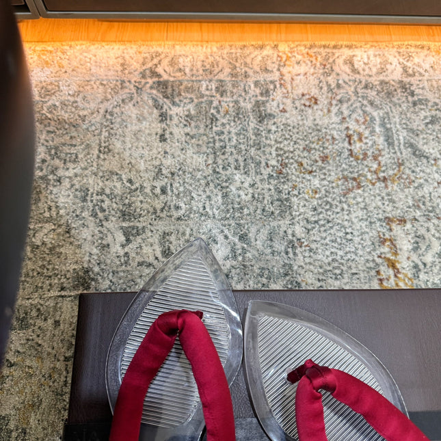 ALAIA 26S THONG SANDALS IN DARK RED SATIN AND TRANSPARENT PVC