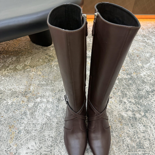 HM 26S KNEE-HIGH BOOTS 35 MM IN DARK BROWN CALFSKIN
