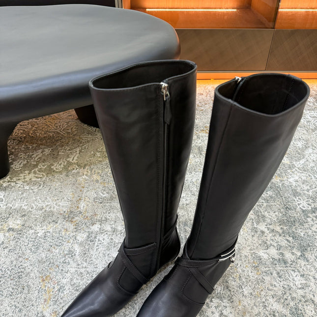 HM 26S KNEE-HIGH BOOTS 35 MM IN BLACK CALFSKIN