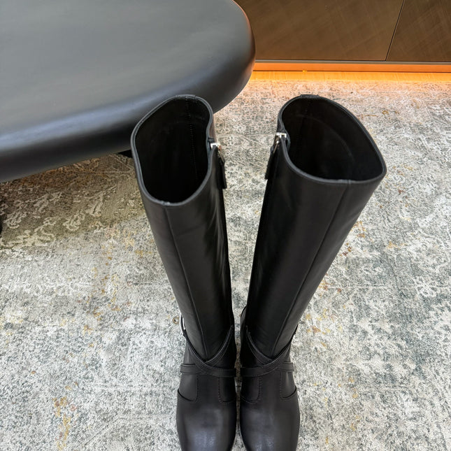 HM 26S KNEE-HIGH BOOTS 35 MM IN BLACK CALFSKIN