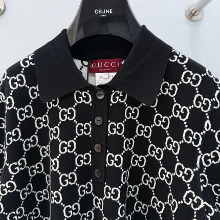 GUCCI 26S SHORT-SLEEVE KNIT POLO SHIRT 248