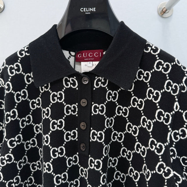 GUCCI 26S SHORT-SLEEVE KNIT POLO SHIRT 248