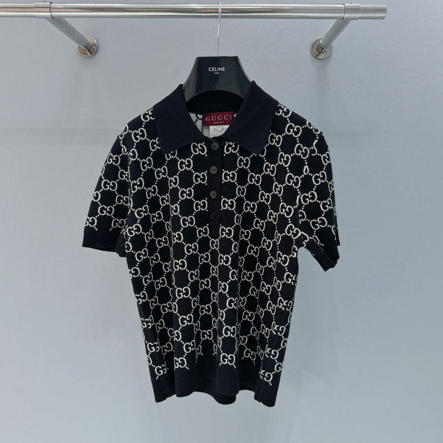GUCCI 26S SHORT-SLEEVE KNIT POLO SHIRT 248