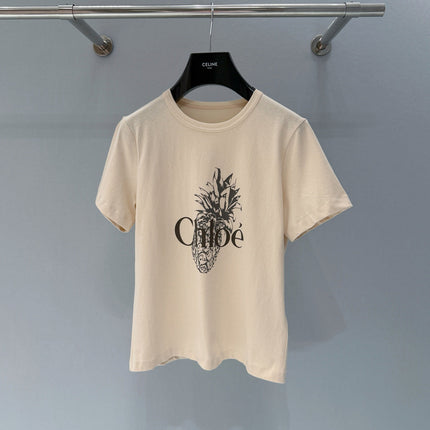 CHLOE CREWNECK T-SHIRT IN WHITE COTTON
